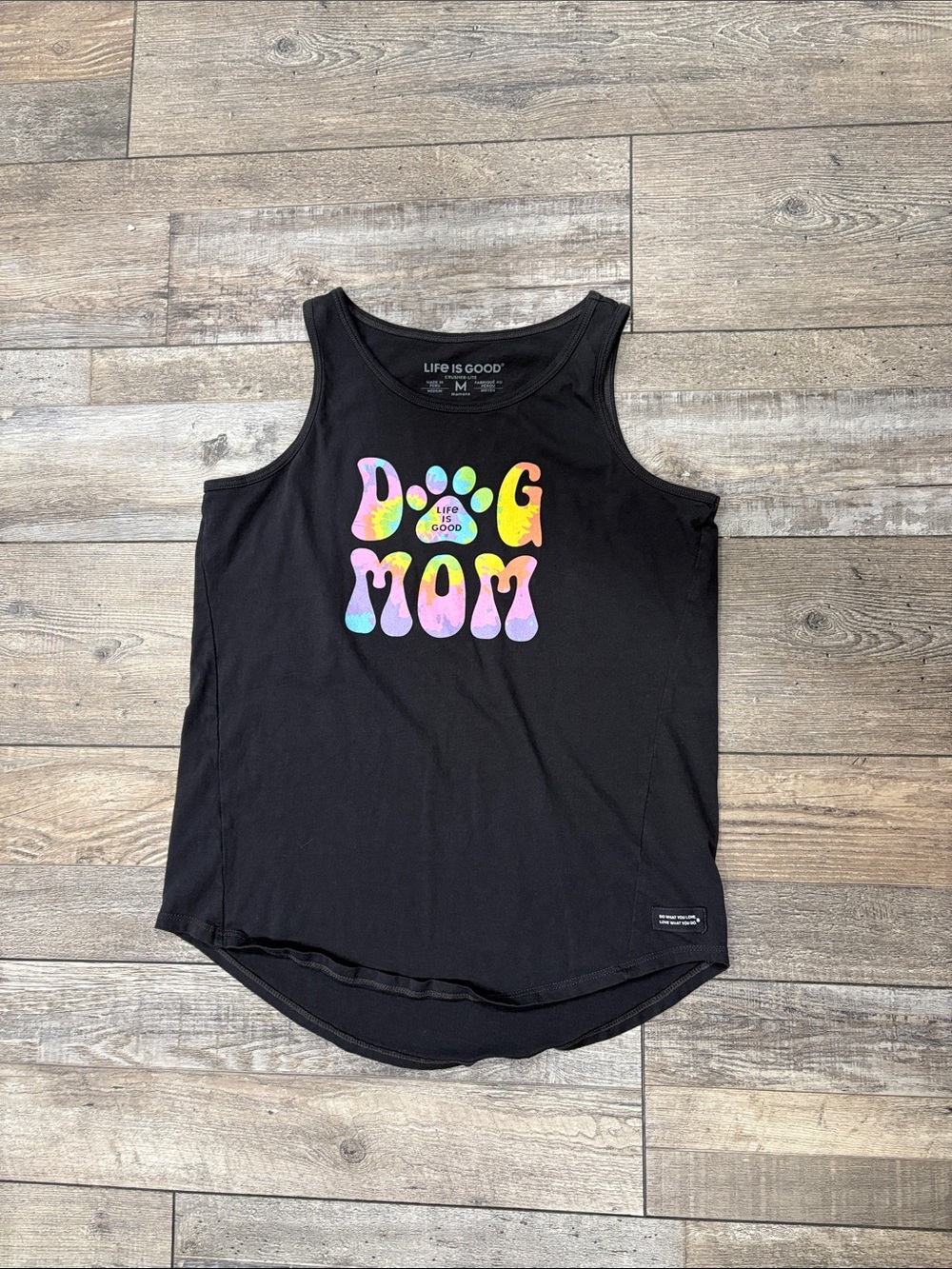 Like New!🐶Life Is Good Black Tank Top with Rainbow "Dog Mom" Graphic🐶